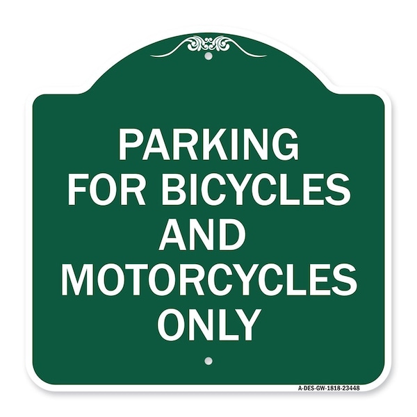 Signmission Parking for Bicycles and Motorcycles Only, Green & White Aluminum Sign, 18" x 18", GW-1818-23448 A-DES-GW-1818-23448 - main